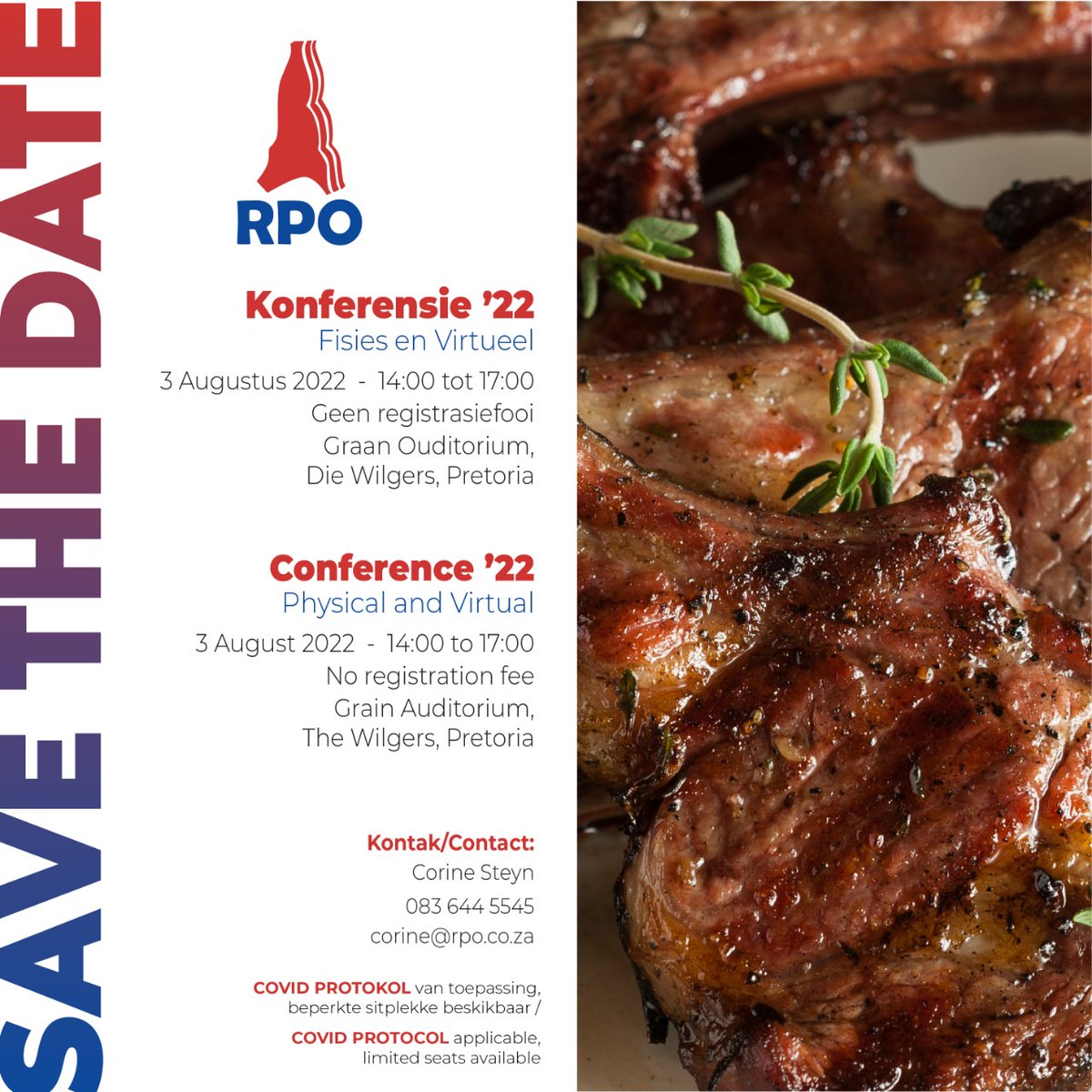 RPO Conference : 3 Aug 2022. All interest role players welcome to attend virtually. 

#agriculture #farmer #livestock #redmeat #redmeatindustry #healthymeat