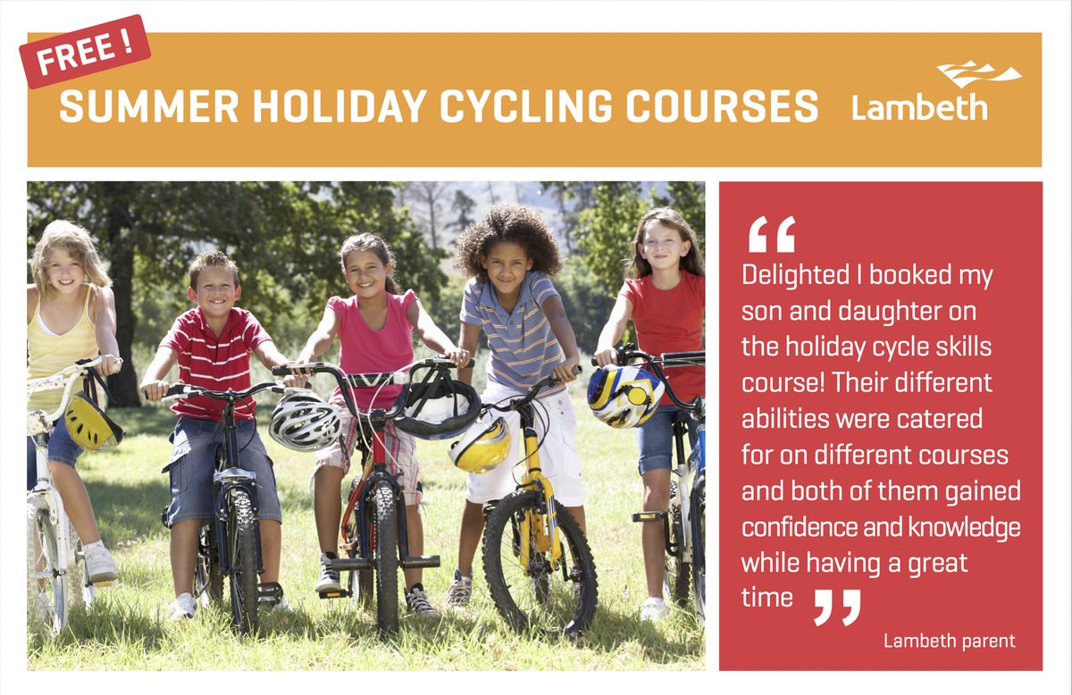 We’ve partnered with <a href="/CycleConfident/">Cycle Confident</a> to offer free cycle training with qualified instructors during the summer holidays.
 
Courses are running from Brockwell Park and Clapham Common and bikes are available to borrow (at Clapham Common only)

Book now: orlo.uk/9xpNI