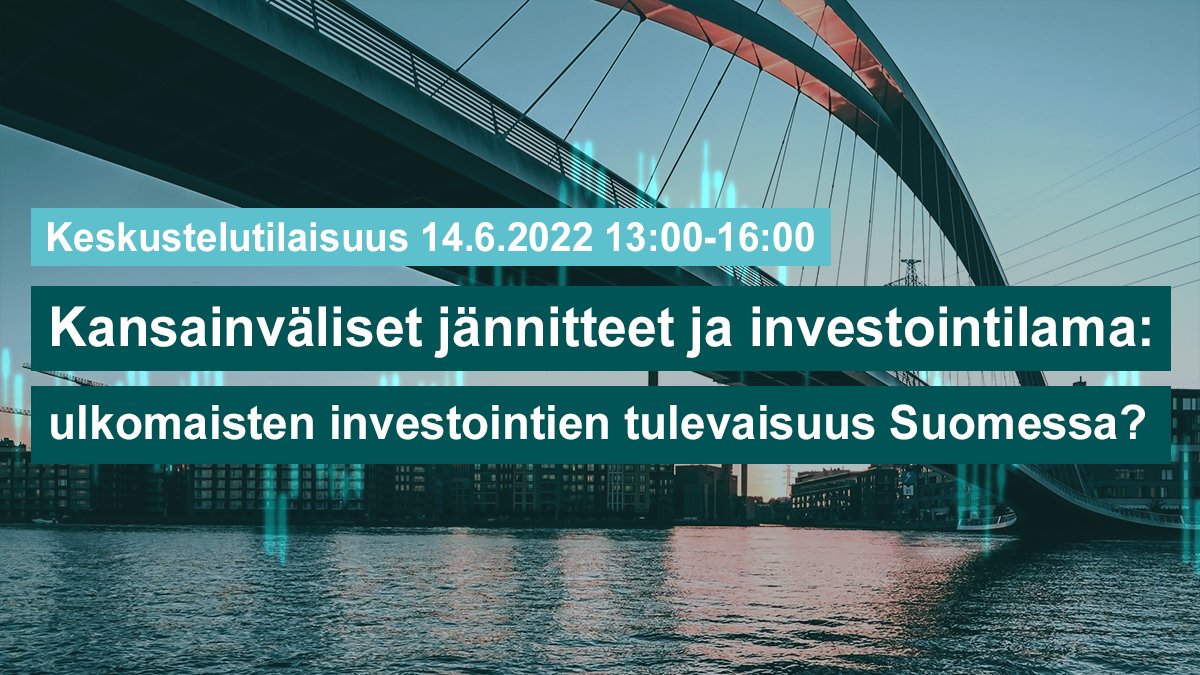 Miten suomalaisyritykset voivat varautua investointilamaan?🧐Liity asiantuntijoiden seuraan Turun kauppakorkeakoululle ensi viikon tiistaina 14.6.2022 keskustelemaan ulkomaisten investointien tulevaisuudesta! 📉

Tutustu ohjelmaan ja ilmoittaudu mukaan:
utu.fi/fi/yliopisto/t…