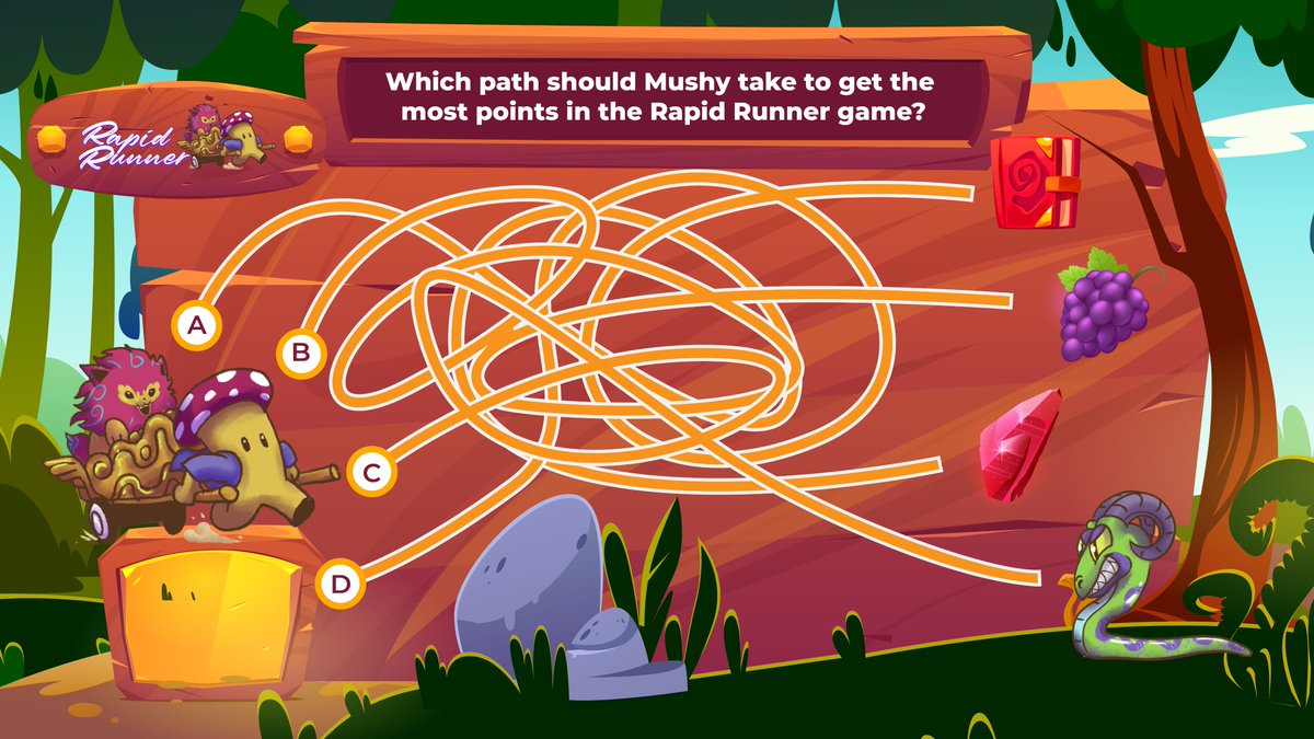 LovelaceWorld's tweet photo. Do you know which route Mushy should choose to get a higher score at our #RapidRunner minigame? https://t.co/PR27w2bbE7