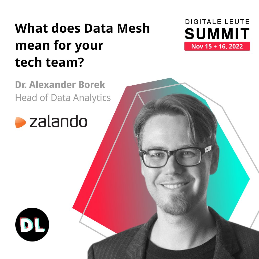 Next up in our speaker's line-up: Dr Alexander Borek, Head of Data Analytics at <a href="/Zalando/">Zalando</a>. 
🔸In his talk, Alexander will share insights &amp; learnings from his data mesh journey with us, addressing two important questions:
More information &amp; tickets👇🏼
bit.ly/DLS22AB