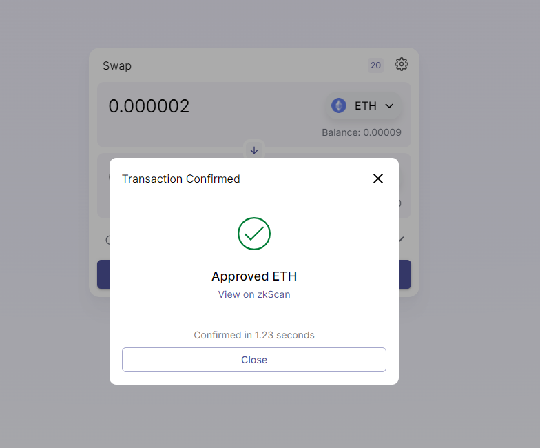 Done #L222 #zkSync #Layer2 #ZKRollup #testnet #Ethereum #DeFi 
Join discord: discord.com/invite/6zy2c9Y…
