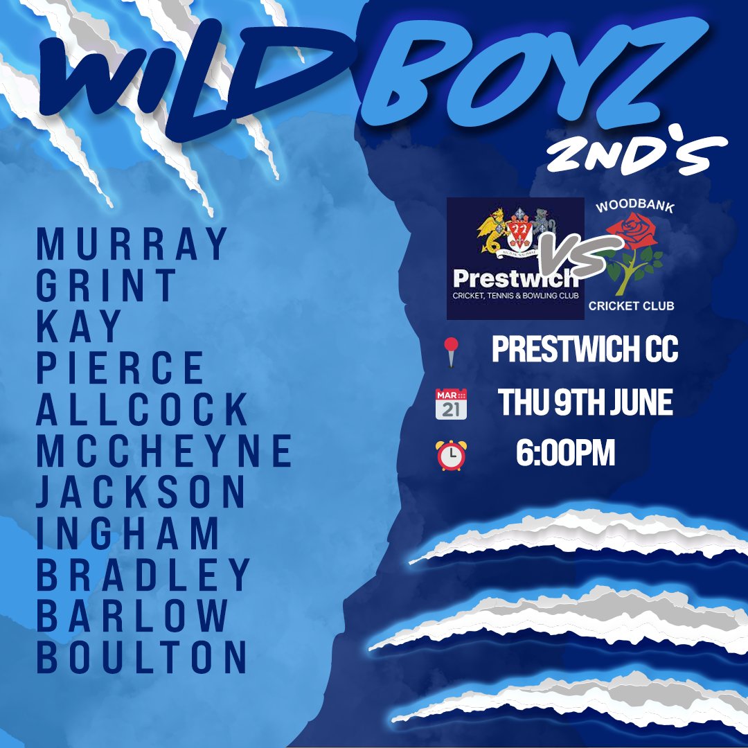 𝙒𝙄𝙇𝘿𝘽𝙊𝙔𝙕 2ND XI kick off their t20 campaign this Thursday away at <a href="/PrestwichSport/">Prestwich CTBC</a> 

Here's how we will line up.
#UTB
