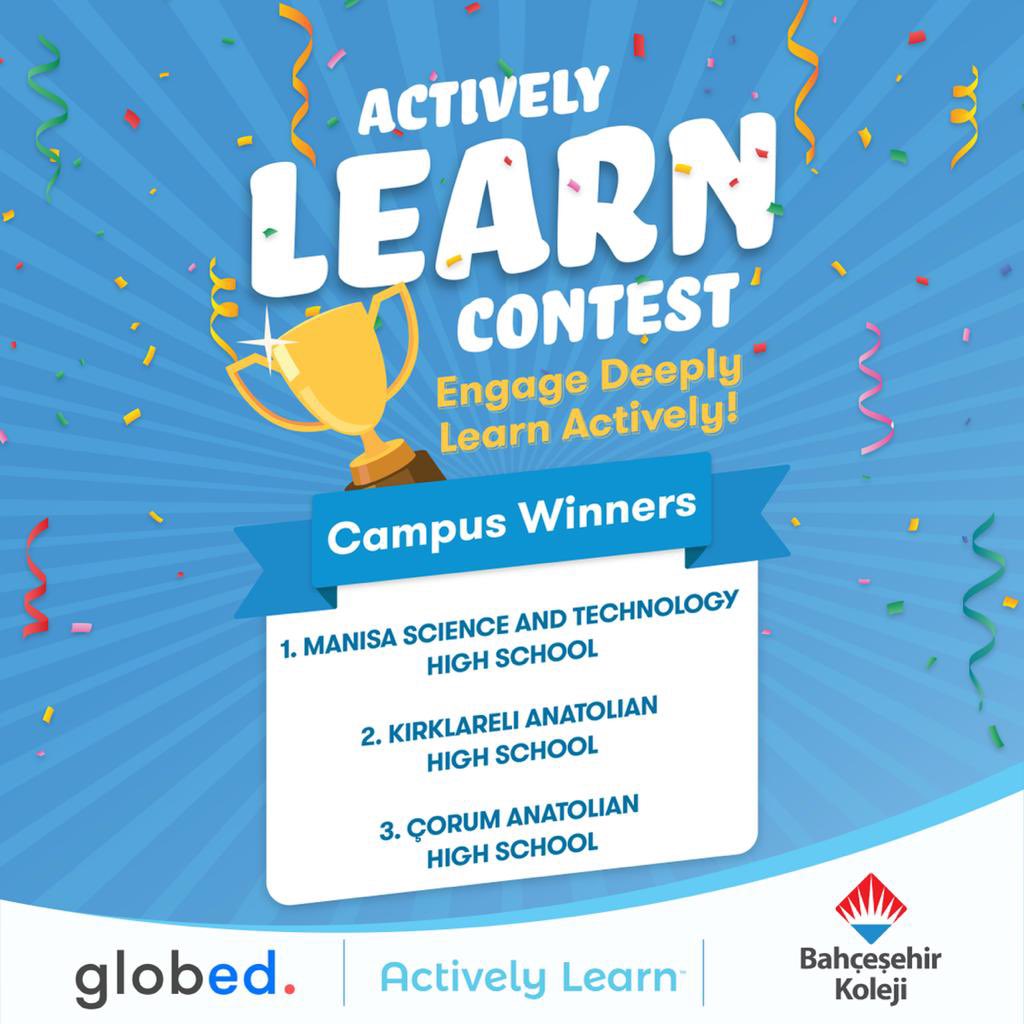 bahcesehir_k12's tweet photo. 📢 Lise öğrencilerimizin yoğun ilgi gösterdiği, dijital okuma platformunda gerçekleşen “Actively Learn Contest” sonuçları açıklandı! 🥳

👉 Dereceye giren ve katılım gösteren tüm öğrencilerimizi tebrik ederiz.👏🏻👏🏻

#bahçeşehirkoleji❤️💙 https://t.co/1GYGc2lRBJ