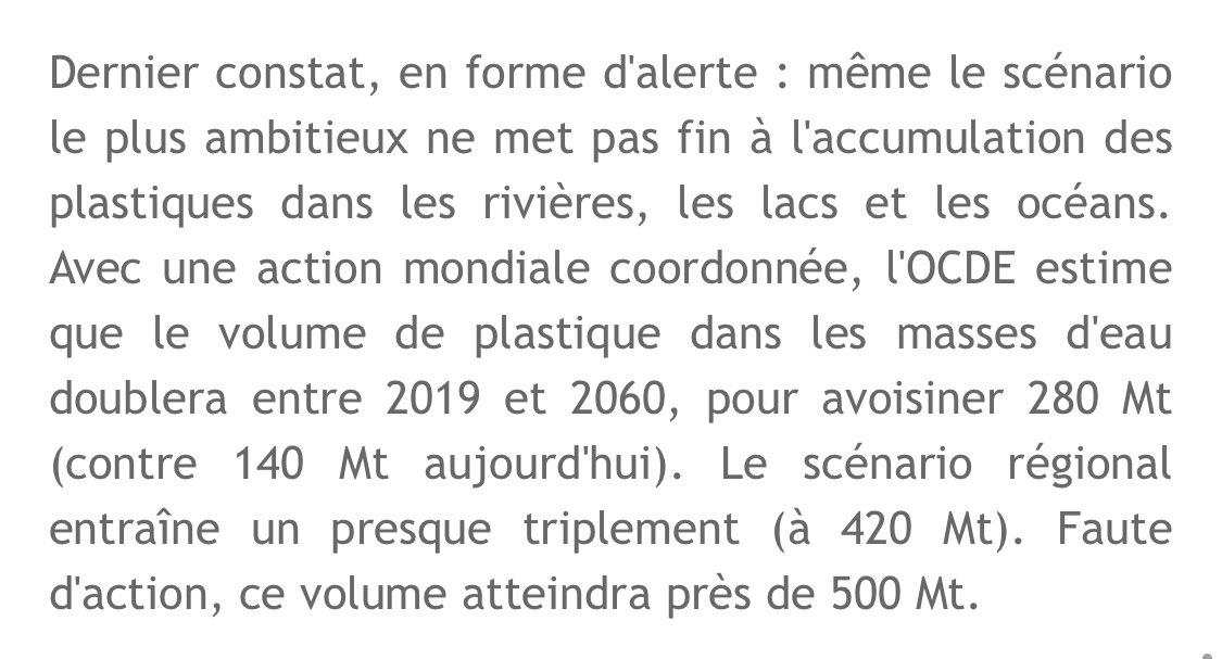 Voilà ce que nous prévoyons pour nos enfants dans des scénarios optimistes 😱🤯🥽 !! Agissons #rse #plastic <a href="/noplasticfrance/">NO PLASTIC IN MY SEA</a> <a href="/RPFranceOCDE/">La France à l'OCDE</a> <a href="/OCDE_fr/">OCDE</a> m.actu-environnement.com/actualites/pol…