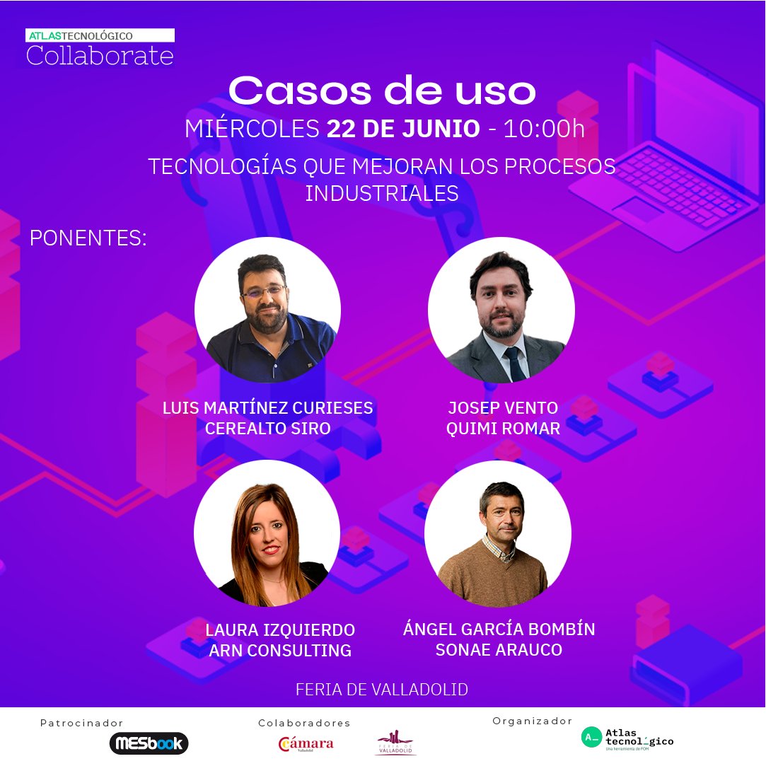 ¡Atentos!

🗓️ 22 de junio 
⏰ 10:00 horas
📌 Feria de Valladolid

Casos de uso: Tecnologías que mejoran los procesos industriales.Con <a href="/lusmacu/">Luis Martínez Curieses</a>, de <a href="/CerealtoSiro/">Cerealto</a>. <a href="/JosepVento/">Josep Vento Morales</a> de <a href="/Quimi_Romar/">Quimi Romar</a>. <a href="/AngelGBombin/">Angel Garcia Bombin</a> de #SonaeArauco y <a href="/Laura_izga/">Laura Izquierdo G</a> de <a href="/arn_consulting/">arn_consulting</a>

ℹ️atlastecnologico.com/eventos/evento…