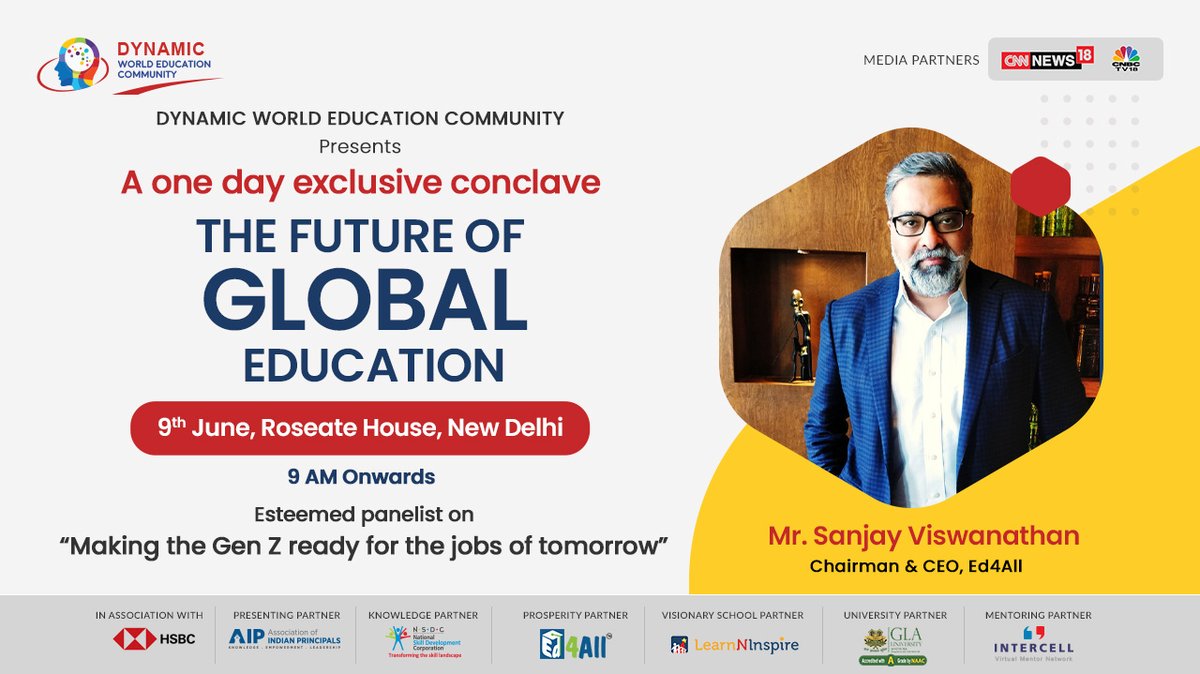 DynamicWEC's tweet photo. Thank you, Mr. Sanjay Viswanathan - Chairman &amp; CEO, Ed4ALL to join #thefutureofglobaleducation
#dwec #globaleducation
@NSDCINDIA @hsbc @aiprincipals @learnninspire @glauniv @bleap_ed4all @intercellworld 
@CNBCTV18News @CNNnews18 https://t.co/oTDmknJtHG