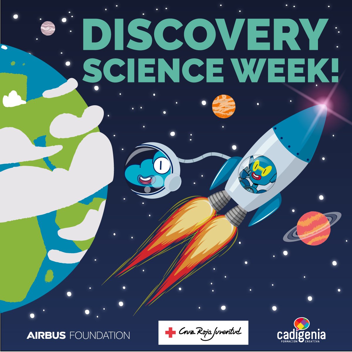 cadecadiz's tweet photo. 📌Hoy, compartimos que el proyecto Cadigenia S.L.apoyado por el equipo de Andalucía Emprende #CadeJerez, lanza la primera Discovery Science Week en España junto con Cruz Roja Juventud. @AirbusFDN @cadigenia @cruzrojajueventud #STEM #DiscoveryScienceWeek
#territorioempre https://t.co/TkS5ldy9by