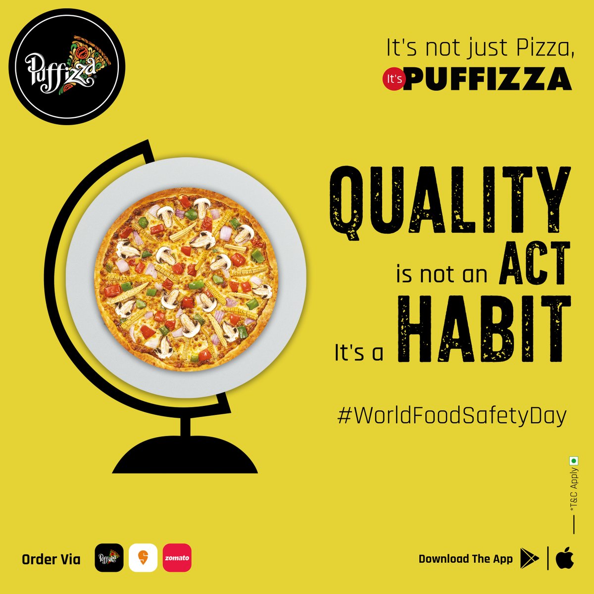 Delicious taste of our #food🍕, always comes with great safety & hygiene.

Happy #WorldFoodSafetyDay!

#SaferFoodBetterHealth #happyworldfoodsafetyday #worldfoodsafetyday2022 #foodsafetyday #foodsafetyday2022 #foodsafety #foods #foodie #foodies #healthyfood #tastyfood #puffizza