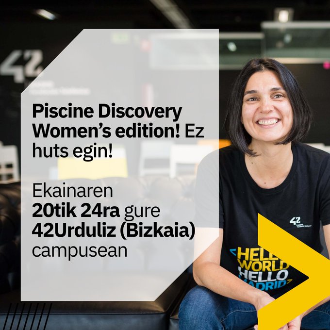 BizkaiaEmpresa's tweet photo. #BizkaiaEgiten #digitalizazioa

Parte hartu #42Urduliz-n egingo den emakumeentzako #PiscineDiscoveryWomen honetan, programazioaren munduan murgildu nahi diren emakumeei bideratutako doako eta aurrez-aurreko esperientzia.

Eman izena gure campusean! https://t.co/Cmhc9F4Sso https://t.co/v7z9ls2K0S