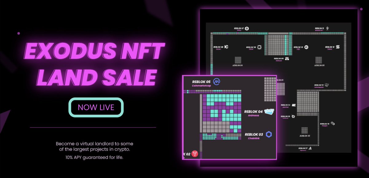 A 2nd phase of REBLOK has now been added to the EXODUS NFT Land Sale, including prime locations on Level 1! 🚀🚀🏢

Don't miss out: landsale.bloktopia.com

#REBLOK #NFT #LandSale #BLOK