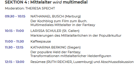 Wer Lust hat, dieser Tagung zur Mittelalterrezeption online zu lauschen, erfage den Link per DM! #medievaltwitter