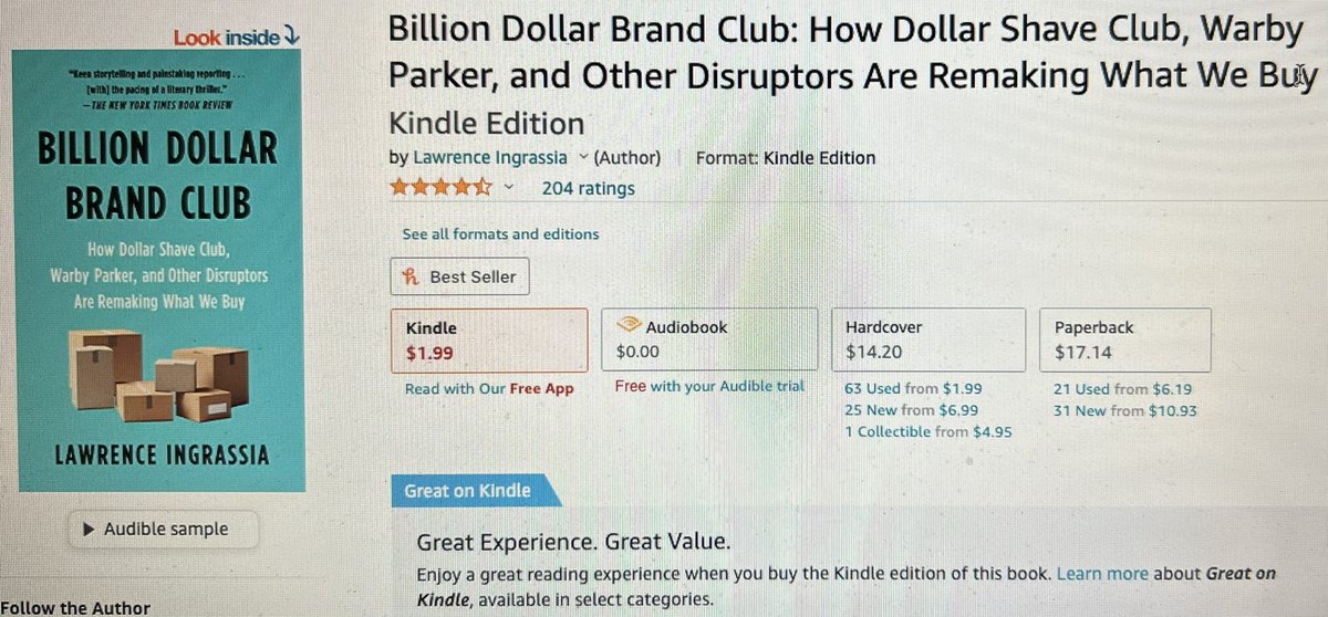 A billion dollars for just $1.99! Yep. My book, "Billion Dollar Brand Club," has been selected as a Kindle Deal this week. You can buy it for $1.99 the next day or two. And if you send me your Kindle, I'll be happy to autograph it for you.  😉