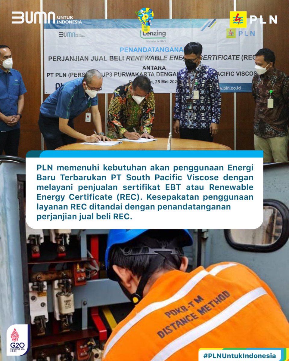 _pln_id's tweet photo. produk tersebut telah diakui secara internasional, sehingga dapat meningkatkan penjualan di pasar global.
PT South Pacific Viscose berkomitmen melakukan pembelian REC dari pemakaian listriknya sampai dengan tahun 2030,
#PLN #EnergiBaruTerbarukan #RECPLN #EBT https://t.co/QVIa8tOGrH