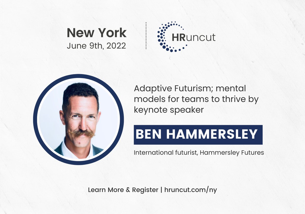 How can leaders and decision makers plan for the future in such turbulent and complex times? Join <a href="/benhammersley/">Ben</a> in this discussion at #HRuncut New York

Register now: lnkd.in/gYnV5MDN
#HRuncut #NewYork is happening on June 9th!

#HRuncut #humanresources #CHRO #HRevent