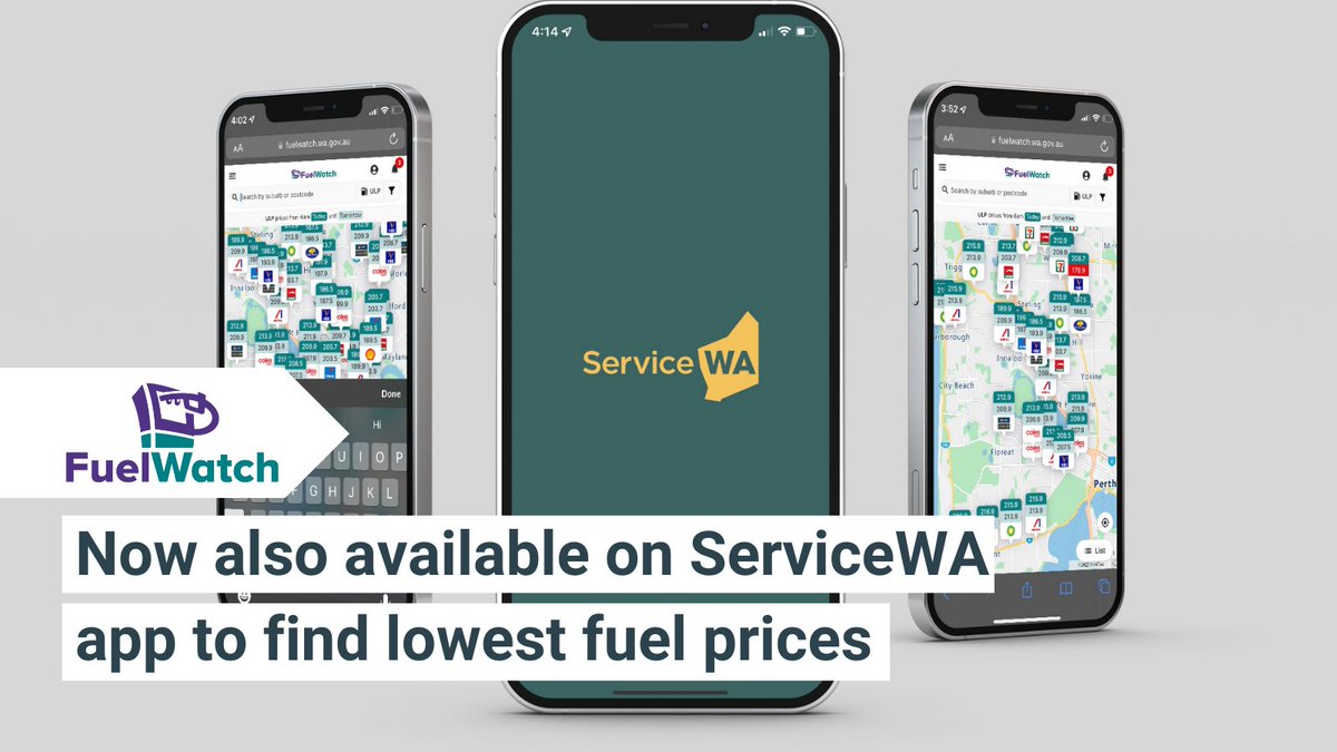 ⛽️ FuelWatch is now also available through the ServiceWA app to help you keep up to date with fuel prices. 

ℹ️ Read more about the ServiceWA app upgrade to keep WA motorists informed of fuel prices: commerce.wa.gov.au/announcements/…

#fuelwatch #servicewa