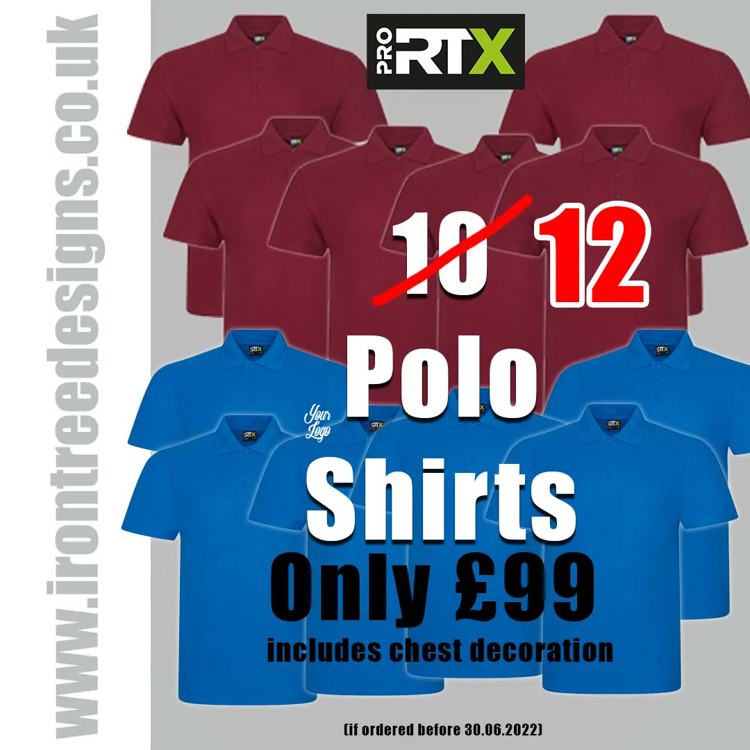 IronTreeDesigns's tweet image. June Workwear Bundle Offer!
Grab 12 decorated polo shirts instead of the usual 10 for only £99 - thats just £8.25 per polo shirt! Offer valid until 30.06.22
Mix nd match colours and sizes to create your perfect workwear style.
#ITD #reford #workwear #june #deal #offer
