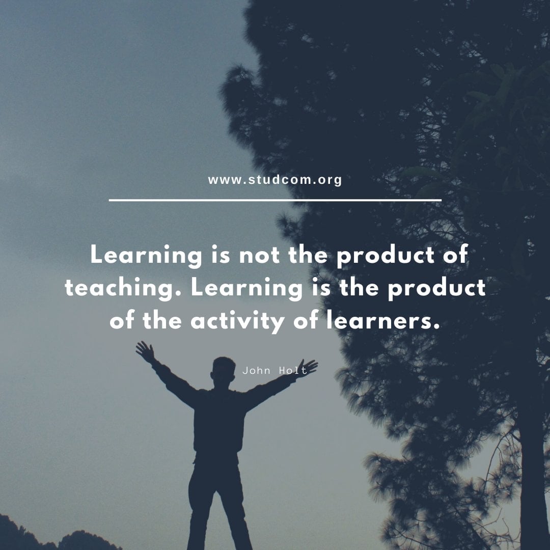 StudcomL's tweet photo. Learning is not the product of teaching. Learning is the product of the activity of learners.

#studcom #quotes #education #educationmatters #nigeria #nigeriaschool #motivation #lagos #lagosnigeria #studcomapp #likesforlike  #follow4followback #mondaymood #studcomapp https://t.co/B4RA9oVkl5
