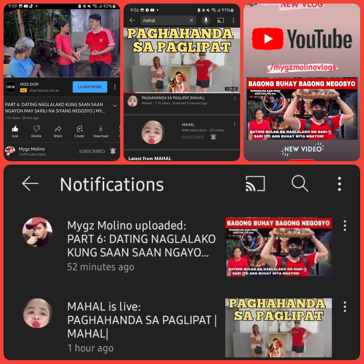 📣 Please watch  #MAHMYGZ's  latest vlogs. ❤️

Mahal YTC : PAGHAHANDA SA  PAGLIPAT
youtu.be/QsOm9eR99SQ

#MygzMolino YTC :
Part 6: DATING NAGLALAKO KUNG SAAN SAAN NGAYON MAY SARILI NA SIYANG NEGOSYO
youtu.be/rWAtp_W4jkc

<a href="/MygzMolino/">Mygz Molino</a>
<a href="/jason_tesorero/">Jason Tesorero</a>  <a href="/lany_kate17/">lany Tesorero</a>  <a href="/EnzTv23/">EnzTv</a>