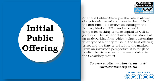 ZSE_ZW's tweet photo. This week's stock term is 'Initial Public Offering (IPO)
#IPOExplained https://t.co/VSYR4Zu4Dt