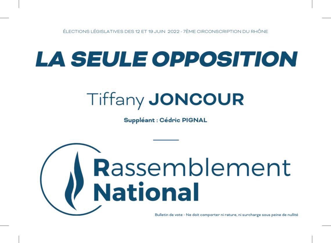 Ce dimanche, je vote @Tiffany_Joncour dans la #Circo6907 #legislatives2022  #JeVoteRN #JeVote