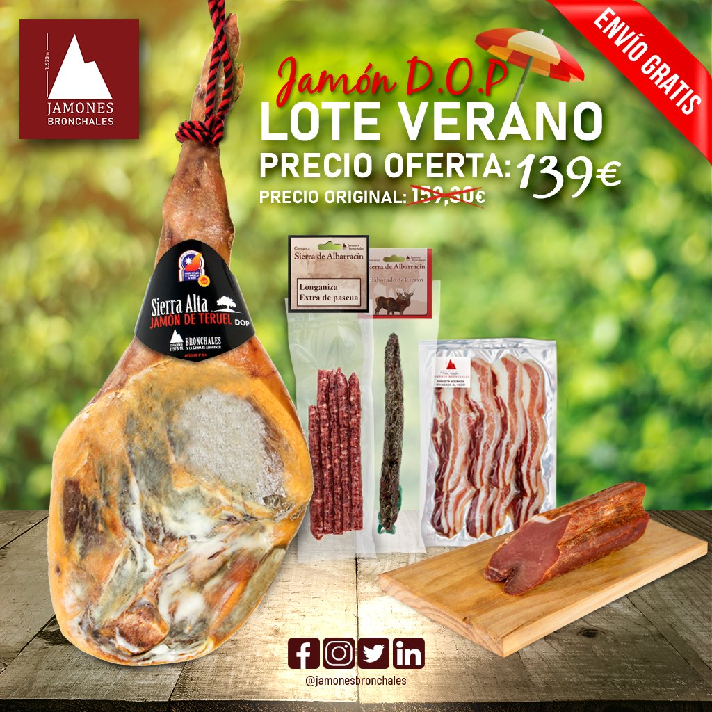 JamonesB's tweet photo. Disfrutar con la #familia y #amigos compartiendo estos  #Lotes de #Verano a un precio muy #especial

LOTE VERANO Jamón Bodega
🛒 https://t.co/0vUEgDCx8v
LOTE VERANO Jamón D.O.P
🛒https://t.co/5lBOoATh1s

¡#Envio #GRATIS!

#jamonesbronchales #secaderosalnatural  #jamonesdeteruel https://t.co/ilN2Im7LaK