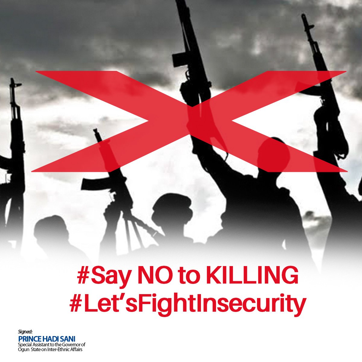 sanihadii's tweet photo. The inhumane attack on churchgoers in Ondo state is a wake-up call to everyone of us. We need to be on our toes to fight insecurity. The security of the nation is the business of everyone.
#PrinceDapoAbiodun
#PrinceHadiSani
#peacefulcoexistence
#FightAgainstInsecurity https://t.co/8BwCQYZdMo