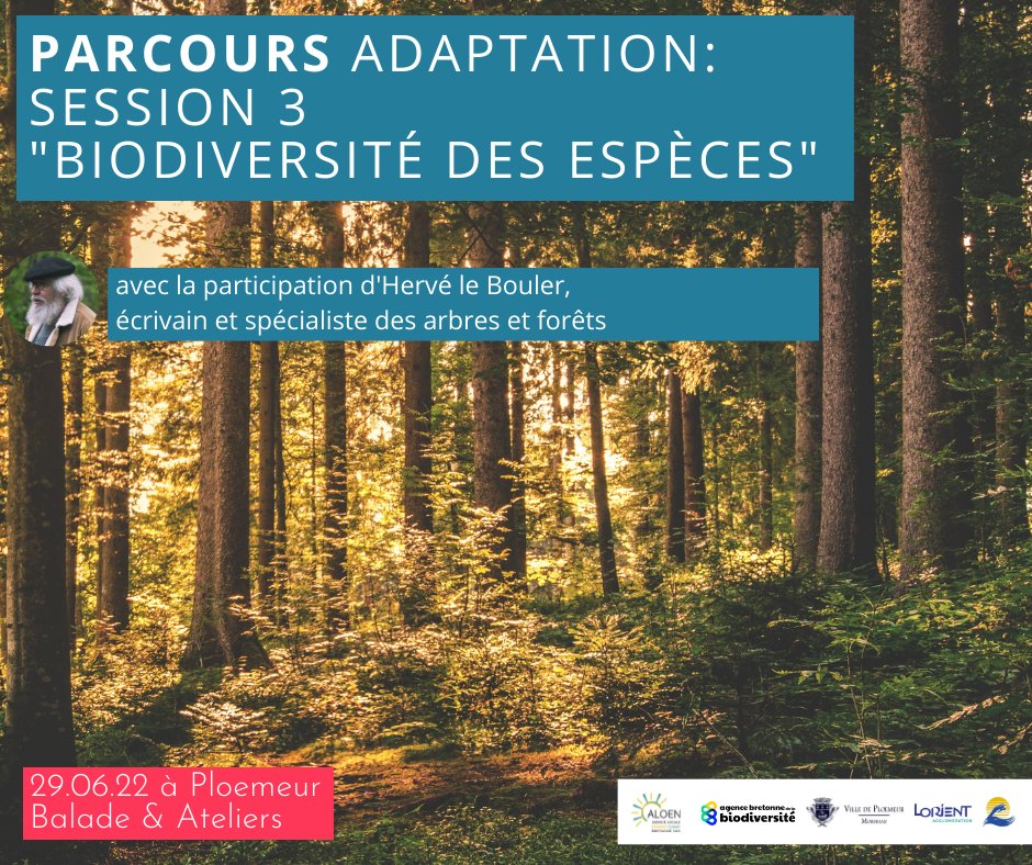 🌳 #PARCOURSADAPTATION : session #Biodiversité RDV le 29 juin à <a href="/VillePloemeur/">Ville de Plœmeur</a>
✅Inscription : bit.ly/3aytZgm
Avec <a href="/HerveBouler/">Hervé Le Bouler</a> @Villedelorient <a href="/LorientAgglo/">Lorient Agglo</a> @biodiversiteBZH
 ALOEN, <a href="/OptimismLorient/">Optim-ism</a> @Eauetrivieres  @ADEME <a href="/regionbretagne/">Région Bretagne</a> <a href="/LorientAgglo/">Lorient Agglo</a>  <a href="/UBS_universite/">UBS_universite</a>