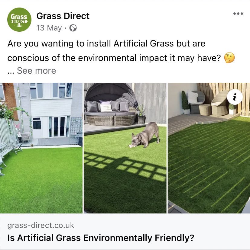 This article by <a href="/grass_direct/">Grass Direct</a> claims that artificial grass “has a positive impact on the environment”

That is why I’m giving it the award of ‘Green Washing none-sense of the week’ 🏆