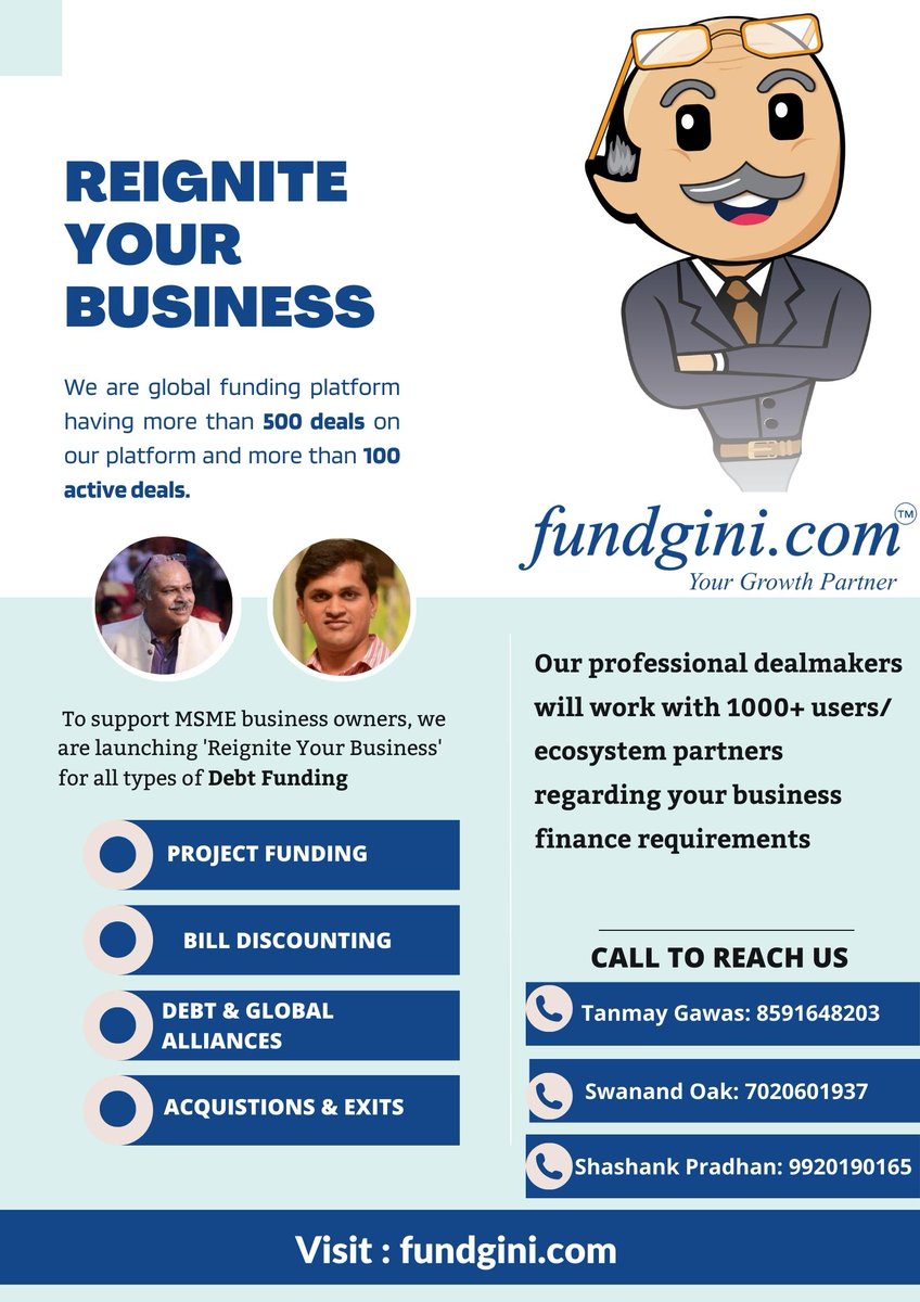 fundgini's tweet photo. Reignite Your Business!! 

Now that the businesses are coming back to normal post pandemic, they are getting more and more orders.

To fulfill these orders, business owners need working capital, finance and funding.

We at https://t.co/bIaIzTdWo0 will accelerate your funding!! https://t.co/1X1Wuef2k1