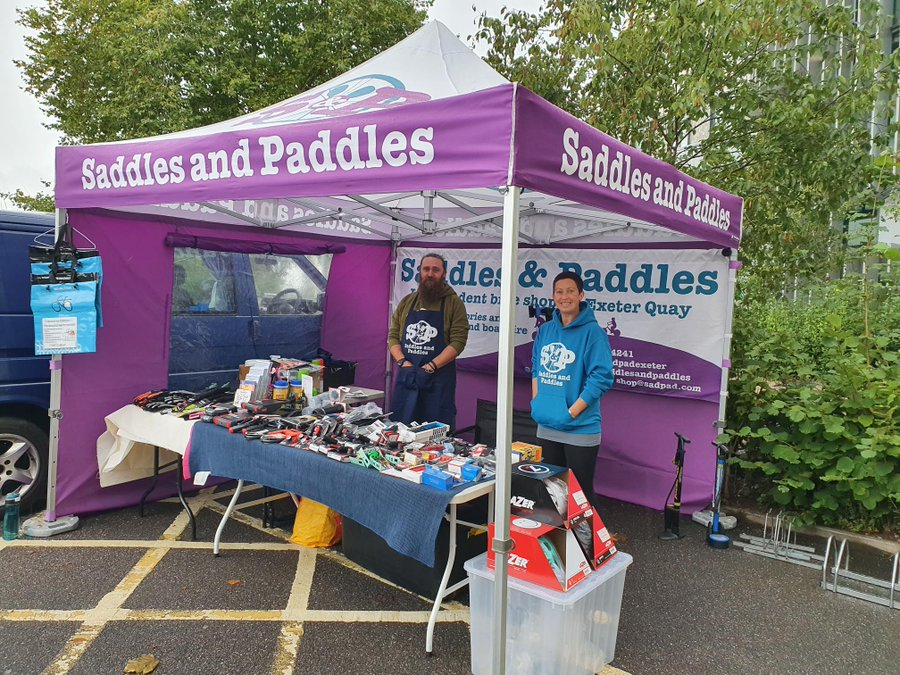 RDUStaffHealth's tweet photo. Celebrating Bike Week 6-12 June Saddles &amp; Paddles are back again today offering staff FREE bike checks to NHS staff.  10:00-15:00 outside the RILD building @SadPadExeter #exeter #cycletowork #localbikeshop #GreenRoyalDevon 🚴🚵 https://t.co/OqFZTpk6Aj