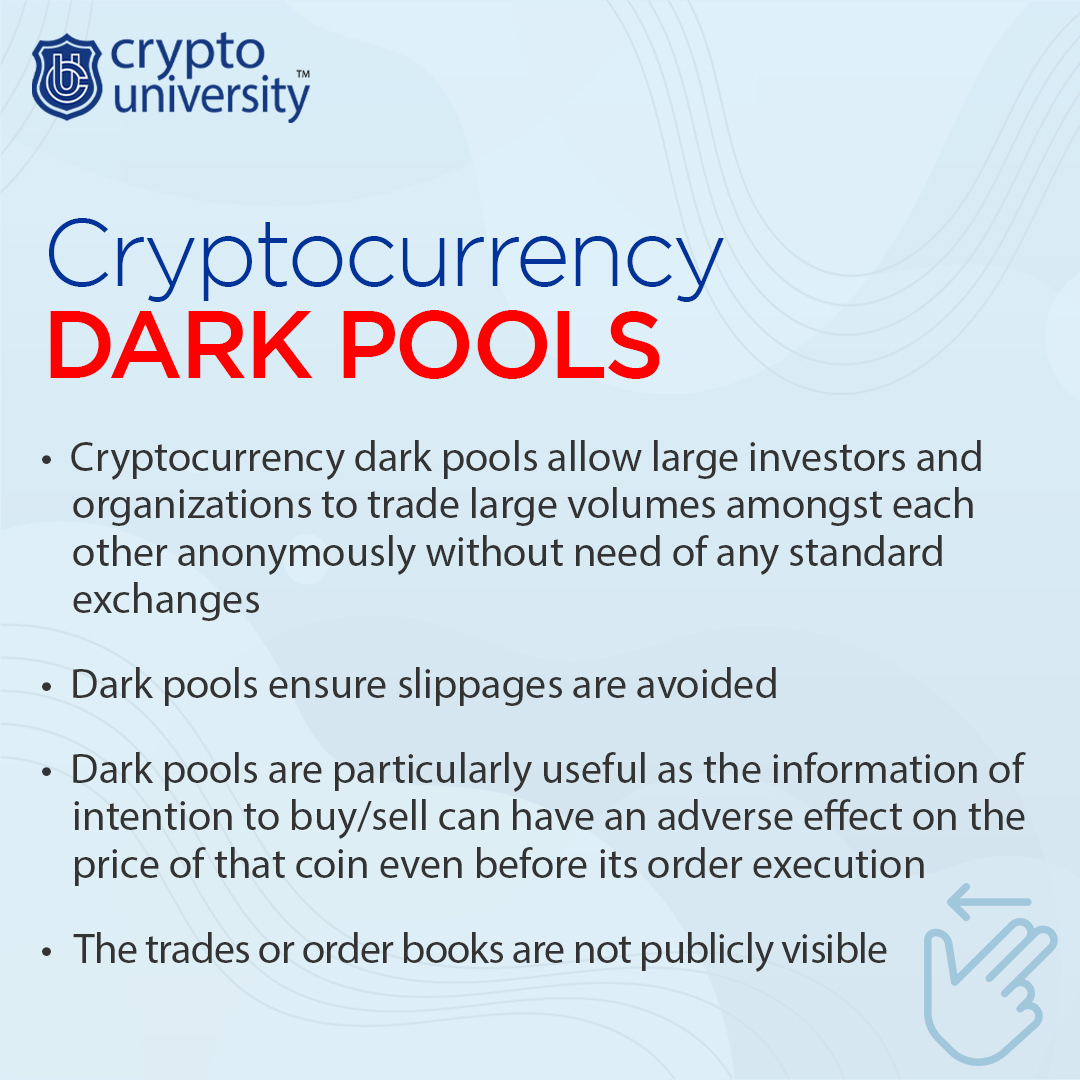 real3uni's tweet photo. Eventhough, it sounds shady, dark pools are merely private exchanges that are inaccessible to the public. 
.
Download App now: https://t.co/kp8FhCrNF7 
Enroll Today: https://t.co/DjJ0yavFoy
.
🏷️ #Cryptouniversity #cryptowire #DarkPools #Pools #PrivateExchange https://t.co/XtQEUVltxT