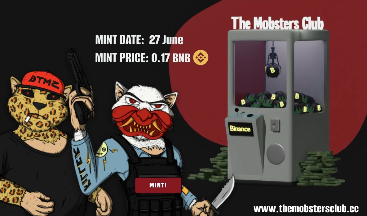 BLVDwaikato's tweet photo. 🎉OG GIVEAWAY🎉
Follow @TmobChain
Like & Rt this post 📲
Tag Everyone #family
The Mobsters of Binance are composed of 5,5K Killer Cats and 5,5K Fat Mobsters facing discrimination and mental health issue throughout the #BNBChain
#Mint 27th June 0.17 #bnb #Tmob #NFTs https://t.co/xFw0R73KyE