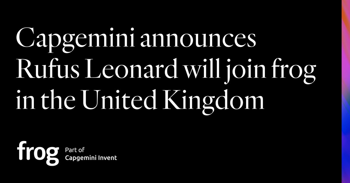 CapgeminiInvent's tweet photo. We are delighted to announce the acquisition of UK-based @rufusleonard – leaders in #BrandDesign 🎨 and #experience capabilities – as they join the ranks of our customer-first specialists at @frogdesign 
🎉Welcome to our new teammates!🎉 https://t.co/2uCGoqp4C8 https://t.co/ImrUEGDDlB