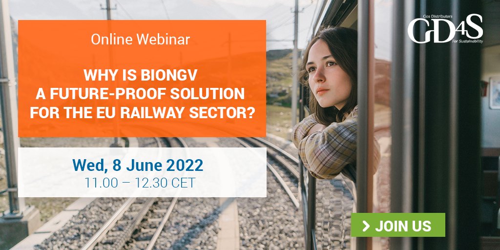 J-1 🗓️
Only one day left to register to @GD4S Webinar 'Why is bioNGV a future-proof solution for the EU #railway sector?' and know more about the alternative to #decarbonise transport 🚆 
Register here➡️cutt.ly/SHBcG32
 #Shift2rail #EUtransport #EUrail