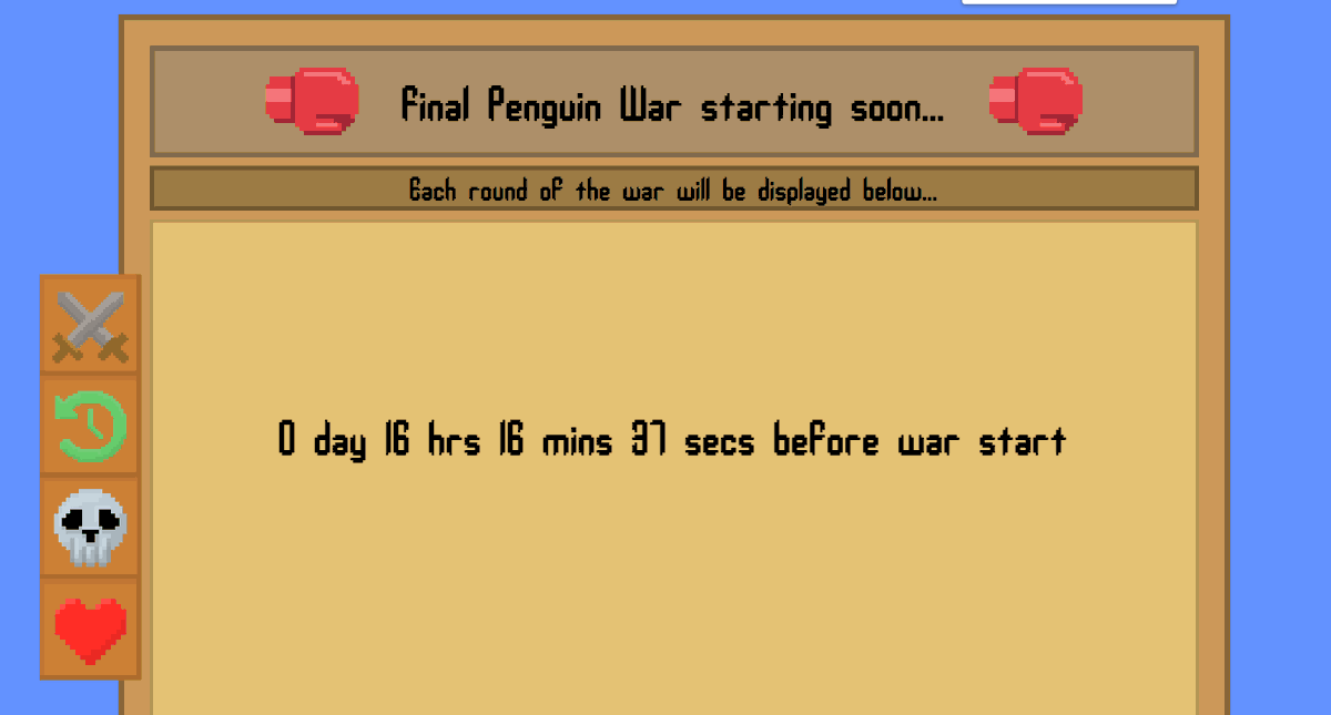 The Final Penguin War is starting in less than 24 hours!😱

Get your penguins enlisted to fight in the war!🐧🥊

Visit✨coolpenguinsquad.com/game✨for latest updates on the war!

#nftgame #NFTCommunity #nftart #Play2Earn #NFTProject #SolanaNFT