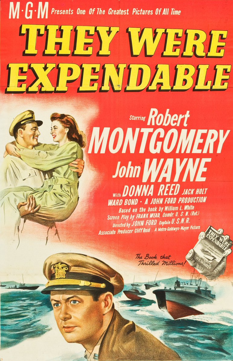 FrankMalfitano's tweet photo. FILM OF THE DAY: #JohnFord directed this engrossing if leisurely paced #film at the end of #WWII in 1945, looking at USAβs early days of battle in #ThePhilippines after Pearl Harbor. Fine large cast led by #RobertMontgomery #JohnWayne #DonnaReed beautifully shot by #JosephAugust https://t.co/7aWX105FBd