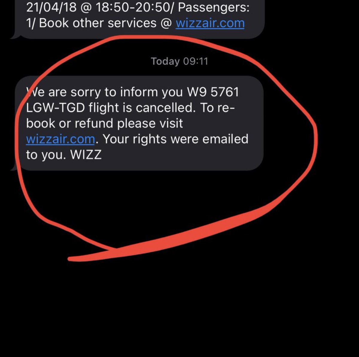 Not only have you cancelled the flight 90 min before take off but you have one person on the priority check-in at Gatwick. With all these people in the queue you better sort this out sharpish. Terrible service <a href="/Wizz_Air/">WizzAir Riga</a> <a href="/WizzAirUK_W9/">Wizz Air UK</a>