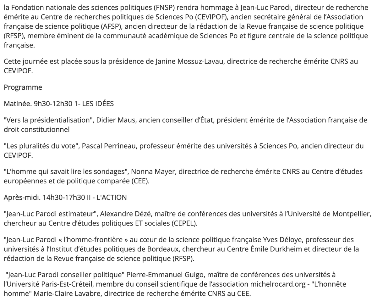 afspinfos's tweet photo. #SaveTheDate Rendez-vous le 29 juin 2022 à @sciencespo pour une journée d'étude en hommage à Jean-Luc Parodi, ancien directeur de recherche @CEVIPOF, secrétaire général @afspinfos et directeur @RFSP_revue.

Programme complet et inscriptions ici : https://t.co/h8vL2tJA1p https://t.co/Q589tmGvMg