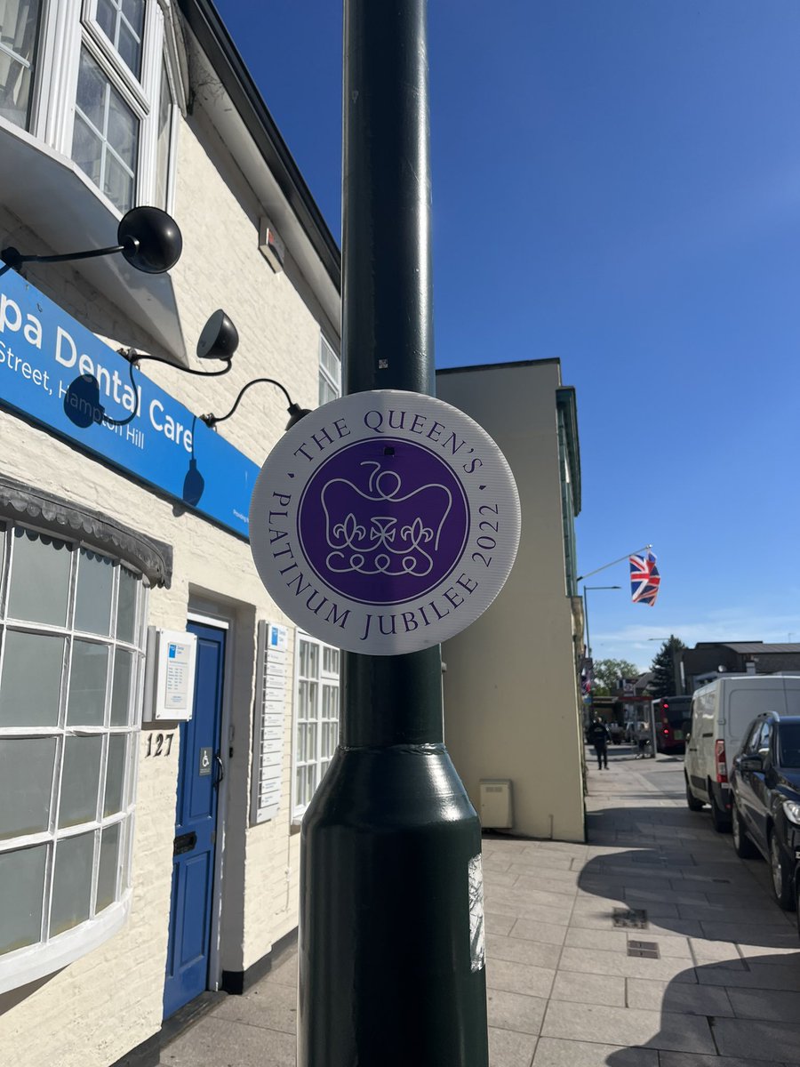 TCMHamptonHill's tweet image. So disappointed to see that after all the hard work that goes into the high street all but a couple of our platinum jubilee signs on the lampposts have been stolen 😢 before the Jubilee weekend had even finished! Disheartened! #disheartened #community #workedhardforthis