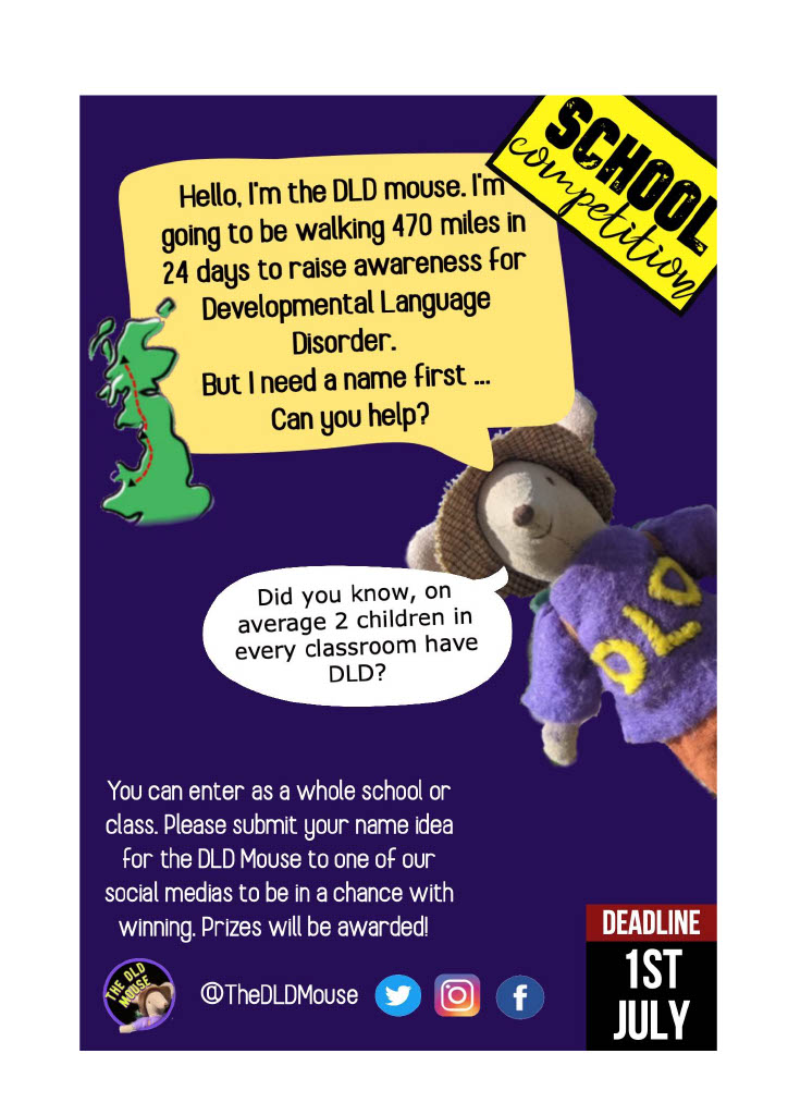 I think it's about time I get a name! I would love it if some school children could give me a name, so I've made a competition. Please share this poster with any schools you work with or in, so I can get as many ideas as possible. #devlangdis #edutwitter