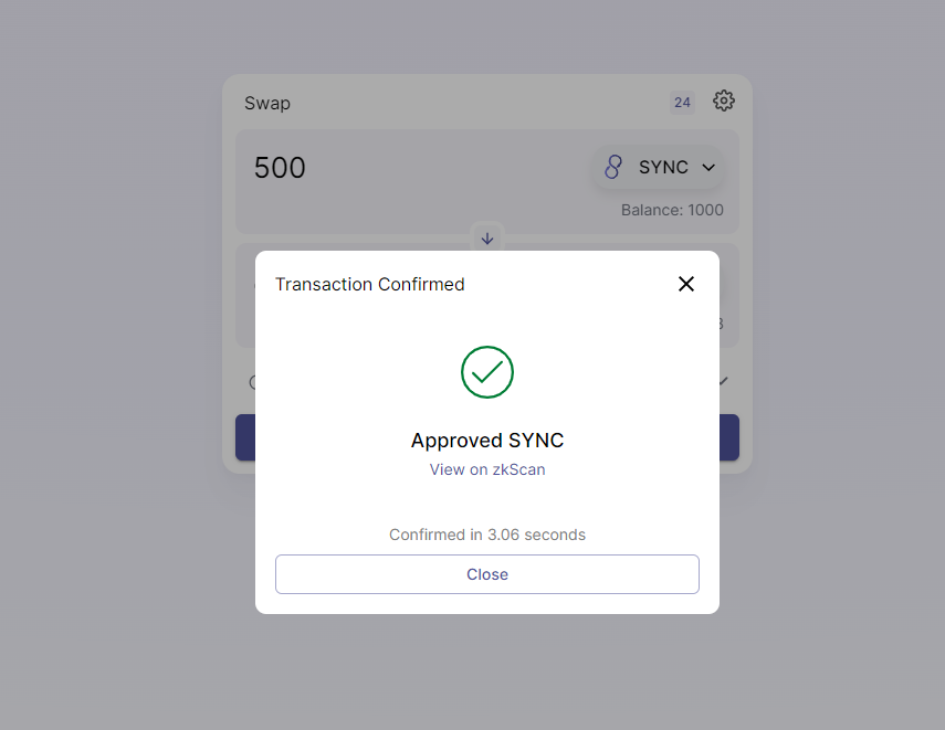 Done #L222 #zkSync #Layer2 #ZKRollup #testnet #Ethereum #DeFi 
Join discord: discord.com/invite/6zy2c9Y…