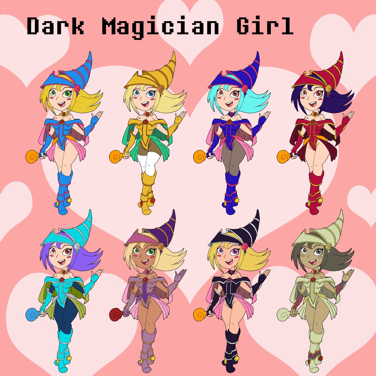AngerSquared's tweet photo. Smash Pallets now for...Dark Magician Girl?!
Thats right! There were a lot of pallet options though. Can YOU tell which are who?
#palletswaps #myart #myartwork #characterdesign #colorpallet #design #yugioh #SuperSmashBros #palletswap #fanart #smash #smashbros #artistsontwitter https://t.co/es9DjblzTt