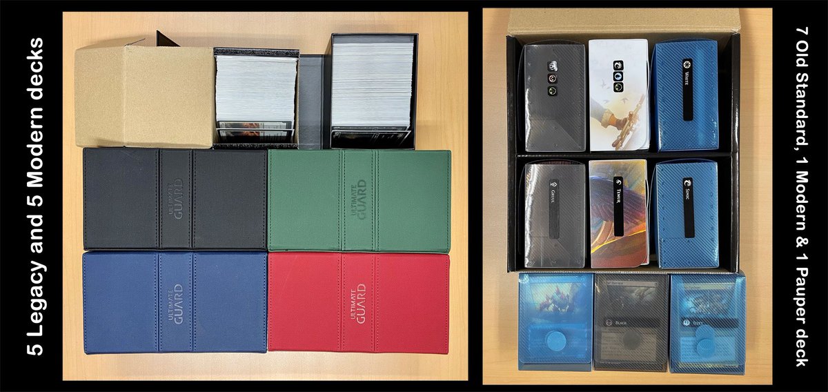 LeroyHayabusa's tweet photo. I think I might have too many decks… #Magic #mtg #MagicTheGathering #MagicCardCollection #MagicCards #unsleeved #Modern #Legacy #EDH #Commander #Standard https://t.co/jlMeeH41RH
