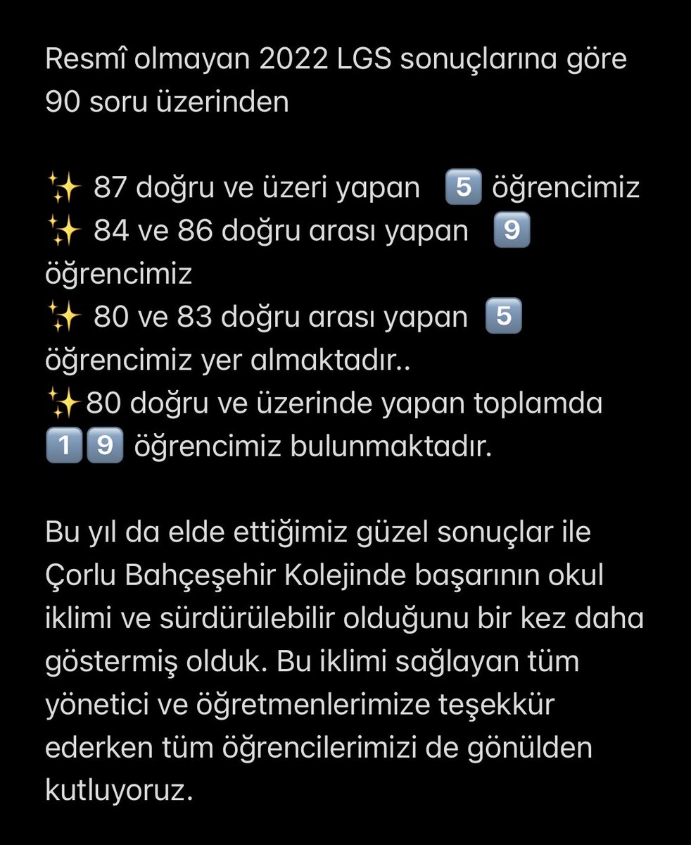 Çorlu Bahçeşehir Koleji LGS’de bu yıl da büyük bir başarıya imza atıyor.. 😎

Emeği geçen herkese tebrikler. 👏👏