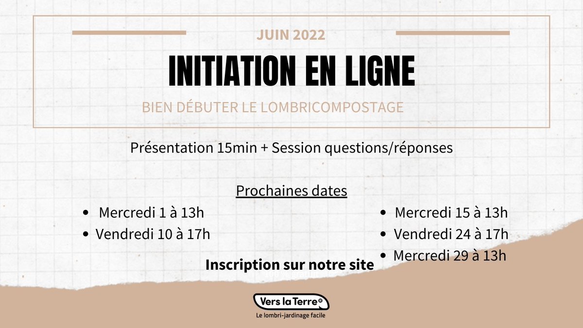 👩‍🏫 #formation initiation au #lombricompostage

➡️ Inscris-toi dès à présent sur notre site : verslaterre.com/produit/format…

C’est 100 % gratuit et en ligne.