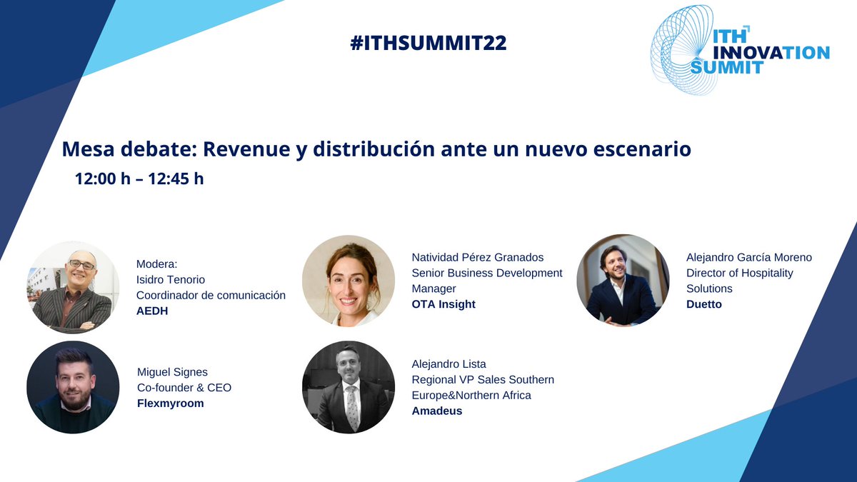 DuettoCloud's tweet photo. ¿Te apuntas al próximo #ITHSUMMIT22?
👉🏼 "Ingresos y distribución ante un nuevo escenario", con #FlexMyRoom, @AmadeusITGroup, OTA Insight y Alejandro García de @DuettoCloud, moderado Isidro Tenorio desde @Comunidad_AEDH.
@ithotelero
📍Registrate aquí
https://t.co/Jwzs5cWTv6 https://t.co/0OwHLYoY8I
