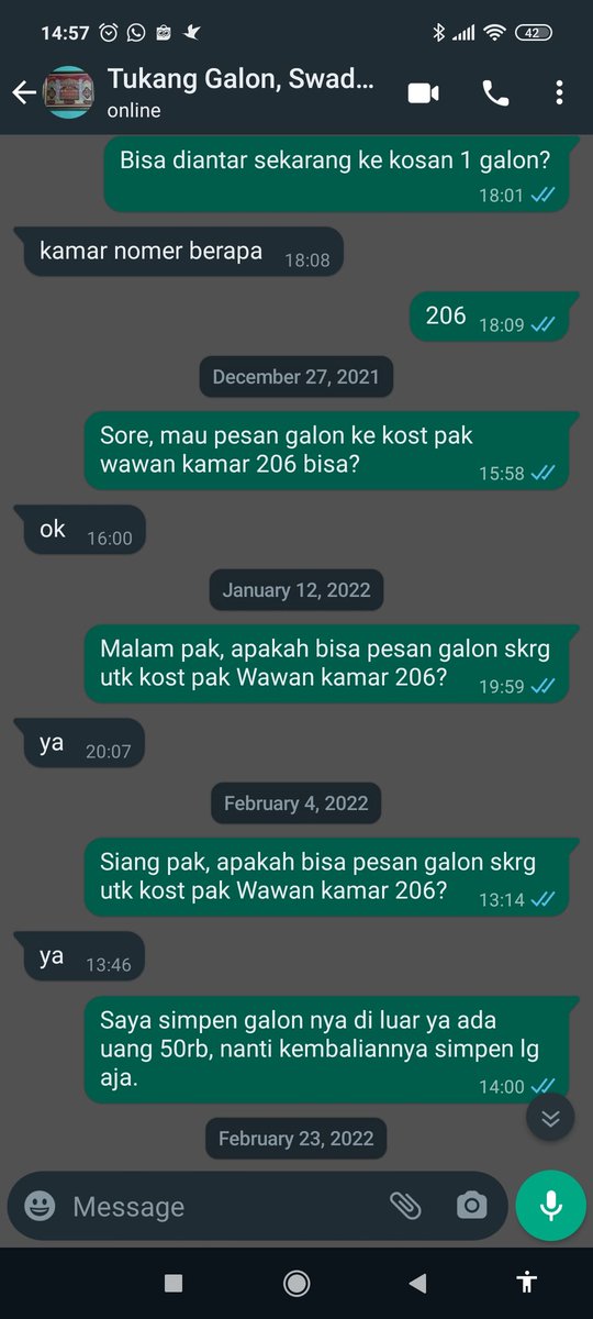 hansani28's tweet photo. @AREAJULID Kebiasaan ngechat formal di kerjaan kebawa sampe ke tukang galon. https://t.co/X4qGzgdFXc