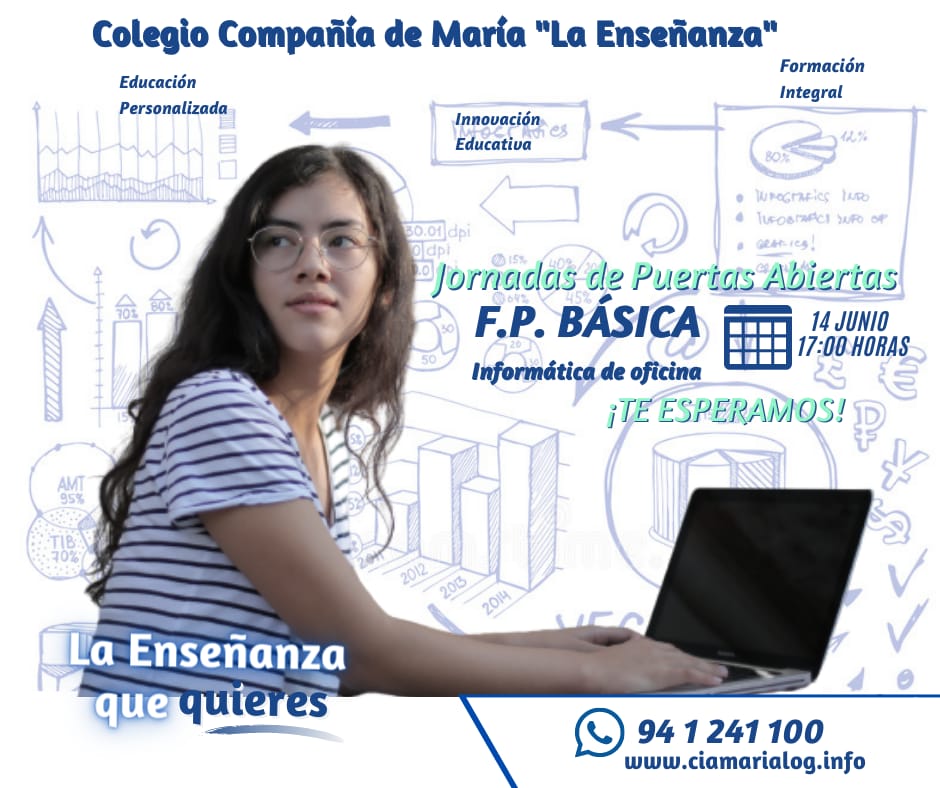 ciamarialog's tweet photo. Jornadas de puertas abiertas sobre F.P. Básica:  Informática de oficina. ¡Te esperamos!
🗓 14 de junio
🕐17.00 h.
#SiempreEnCompañía https://t.co/eZFYzGy1el