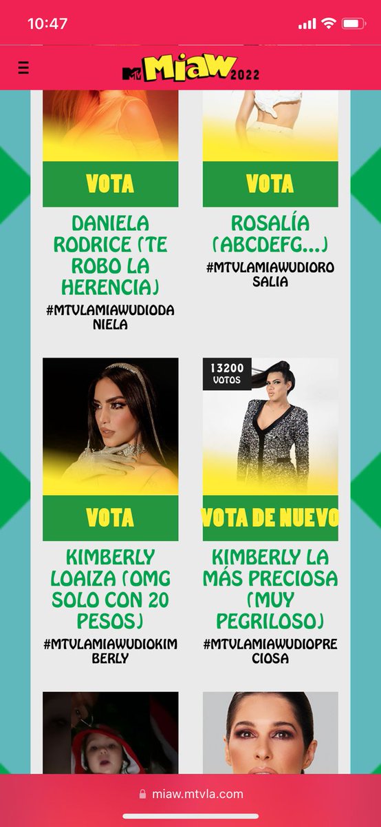 Va56736611Perla's tweet photo. @mtvmiaw #MTVLAMIAWUDIOPRECIOSA #MUYPEGRILOSAS
#VOTACIONES https://t.co/rFZYSClpCR